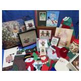 Lot: Christmas Stockings -skirt -pillows -pics-etc