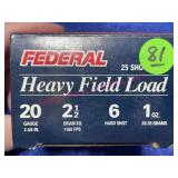 Federal 20-gauge ammo (21 shells) 2.5-in(open box)