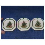 (3) 1990 Pfaltzgraff Christmas Tree Tile Ornaments