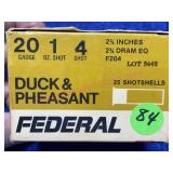 Federal 20-gauge ammo (23 shells) 2.75-in (open bx