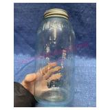 Old lrg 2qt Mason 1858 Green Canning Jar (bubble)