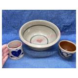Vtg stoneware bowl & (2) smaller crocks