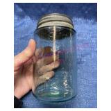 Old Pint Mason 1858 Green Canning Jar (bubble)