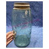 Old lrg 2qt Mason 1858 Green Canning Jar (bubble)