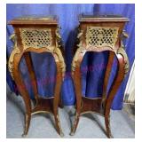 Pair of French Marble Top Stands 43in tall (fancy)