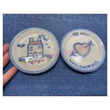 (2) M.A. Hadley hand painted small plates (4in)