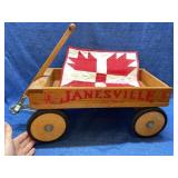 Janesville Tag-Along wooden toy wagon & quilt pc