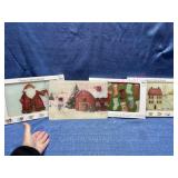 (4) Glass cutting boards (Christmas)