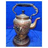 Antique Copper Tea Kettle w/ stand & burner