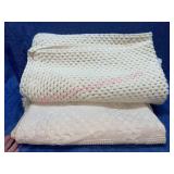 (2) Cream throw blankets