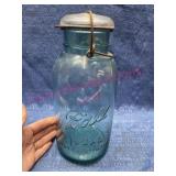 Old Lrg 2qt Ball Green #10 Canning Jar (bubble)