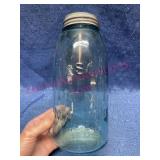 Old lrg 2qt Mason 1858 Green Canning Jar (bubble)