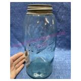 Old Lrg 2qt Ball Green #3 Canning Jar (bubble)