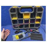 Stack-On Organizer (lid damage), 3 clamps, Ammo