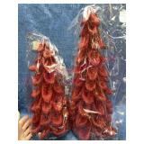 (2) Red Mesh Glitter Trees by Home Interiors w/box