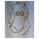 Vtg Lisner Aurora Borealis necklace & earrings set