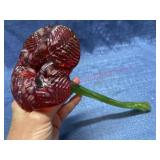 Vtg. Murano Style Hand Blown Glass Flower 10in
