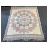 Pink & Blue flower tapestry throw blanket