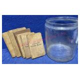 Antique Mercantile Jar & 6 Old Surveyor Books