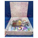 Pink box w/ scrapbook materials (laser cuts)