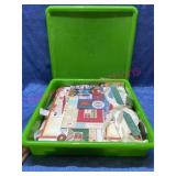 Green Tub w/ scrapbook materials (Christmas)