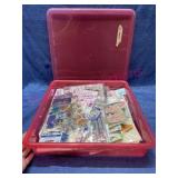 Light Red Tub w/ scrapbook stickers