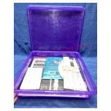 Purple Tub w/ scrapbook materials