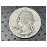 1945 Washington Silver Quarter (90% silver)