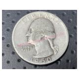 1950-D Washington Silver Quarter (90% silver)