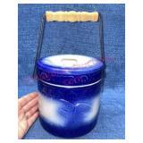 Repro Blue Cobalt salt glaze butter crock w/ lid