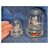(2) Echt Bleikristall Crystal birds in cages