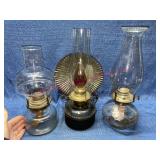 (3) Vtg Oil lamps (1 electricified)