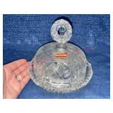 Lrg Echt Bleikristall Crystal cheese dome w/ birds