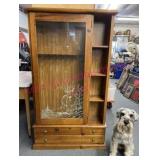 Vtg Solid Pine Gun Cabinet w/ keys (USA)