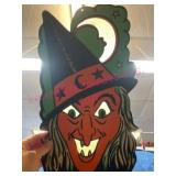 Vtg Witch Head Die-cut Decoration