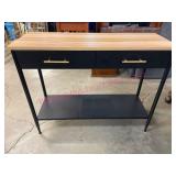 Black Console Table w/Wood Top & Drawers