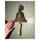 (K) Brass Wall Bell w/White Rope & Bracket