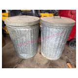 (BARN)ï¿½2 Galvanized 20-Gal Trash Cans