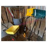 (BARN)ï¿½44-gal Trash can, Long Tools, Spreader