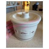 Longaberger Pottery Red 3.5in Crock w/ Lid