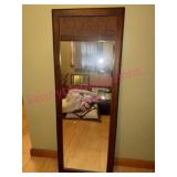 (BR1) Wood-Framed Mirror w/ Woven Accent