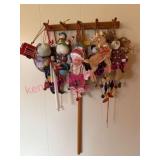 (K) Wall Rack w/Hanging Holiday Ornaments