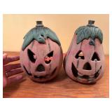 (G)ï¿½2 Cast Iron Jack O Lanterns w/Candles