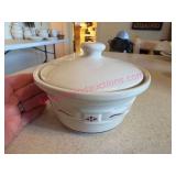 Longaberger Pottery Red Covered Dish