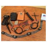 (K) Misc Items w/Bola Ties, Repro Keys, Pipe