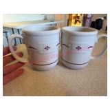 2 Longaberger Pottery Red Mugs