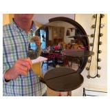 (LR) Mid-Century 16in Round Mirror w/Shelves