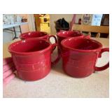 4 Longaberger Red Soup Mugs
