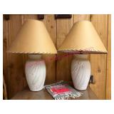 (B) Table Lamps w/ Feather Motif & Shades