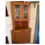 Solid Oak 2 Pc Corner Cabinet 7ft tall